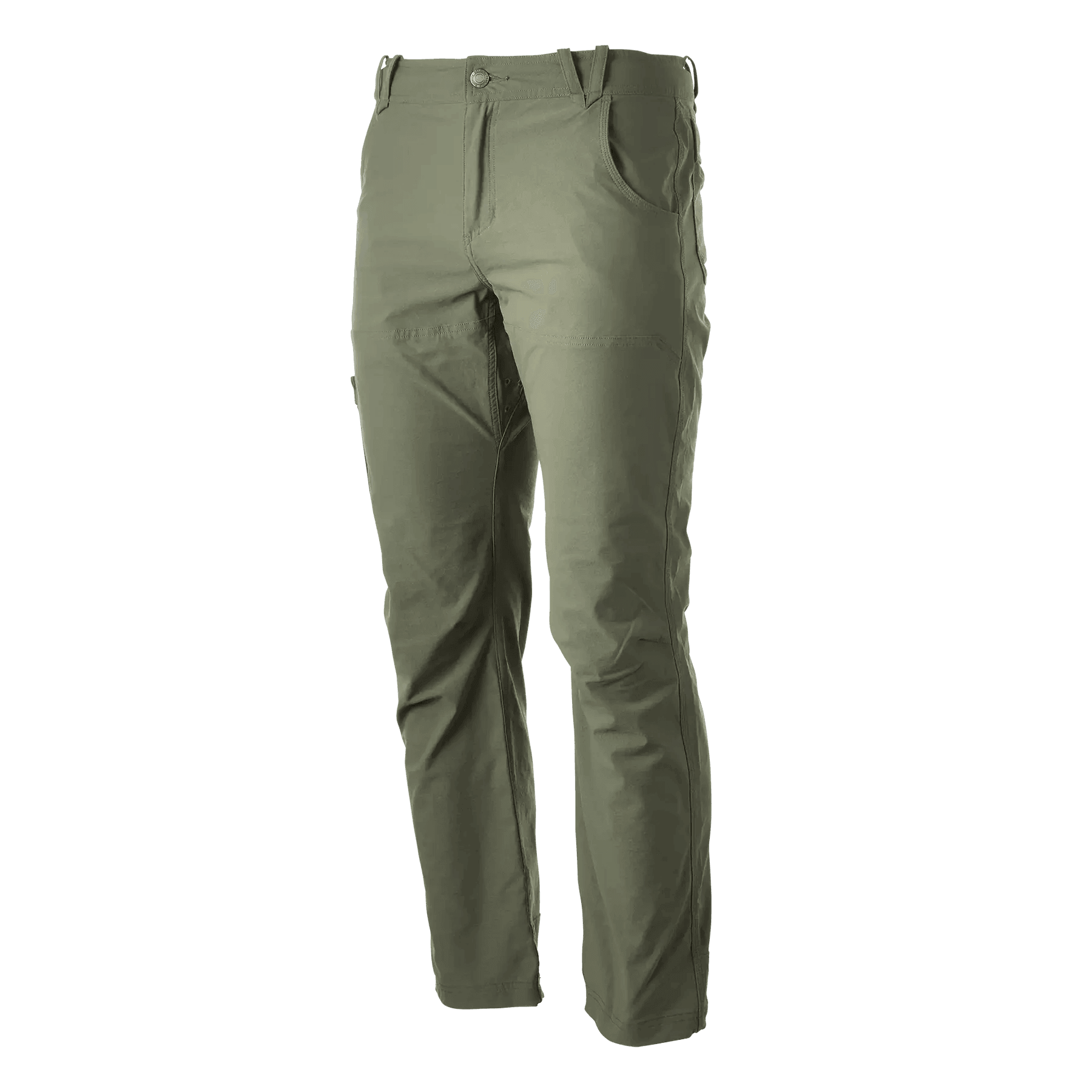 Olive green Badlands Scree Pants for men, outdoor apparel, front view on white background