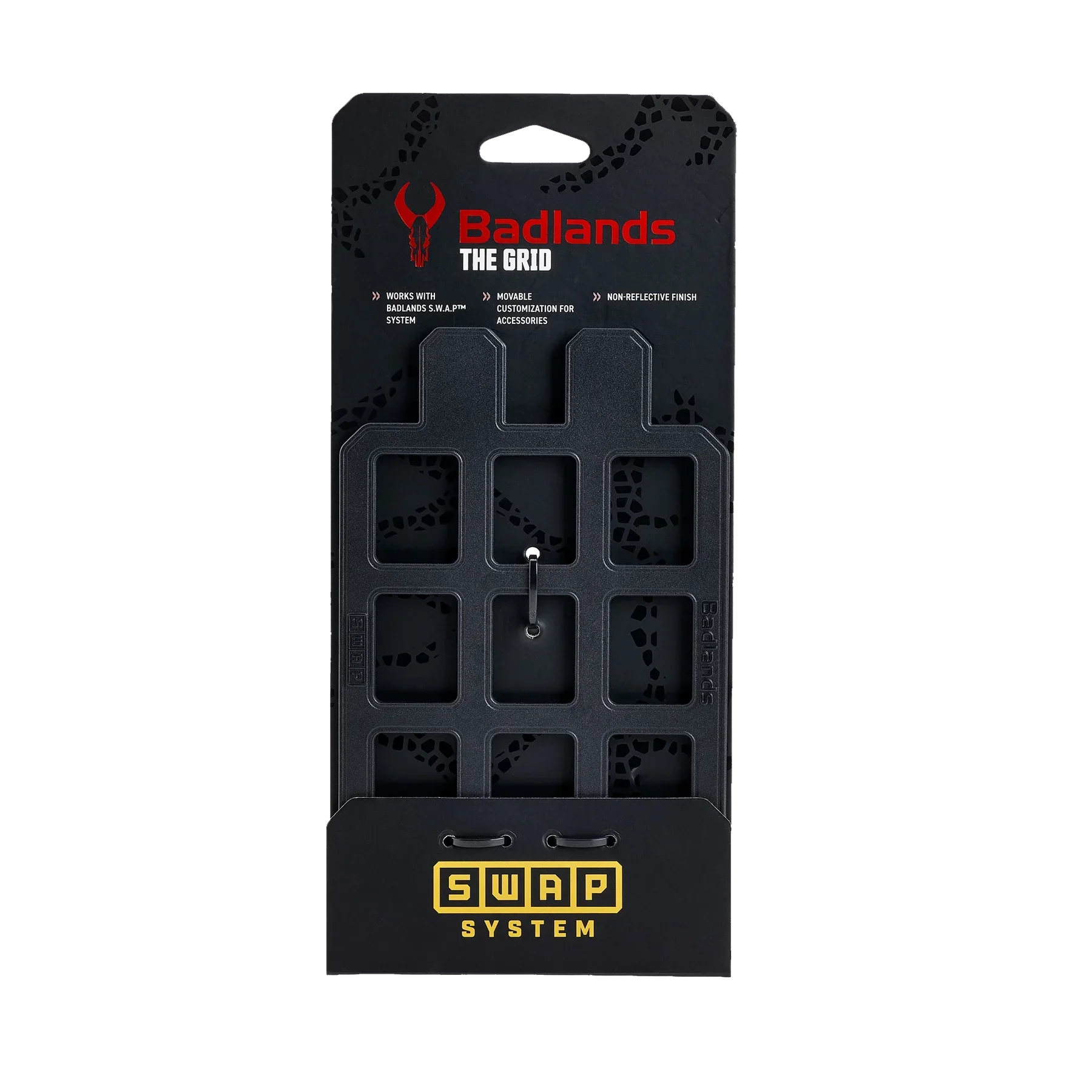 Badlands The Grid SWAP System modular accessory panel, black grid design on black background