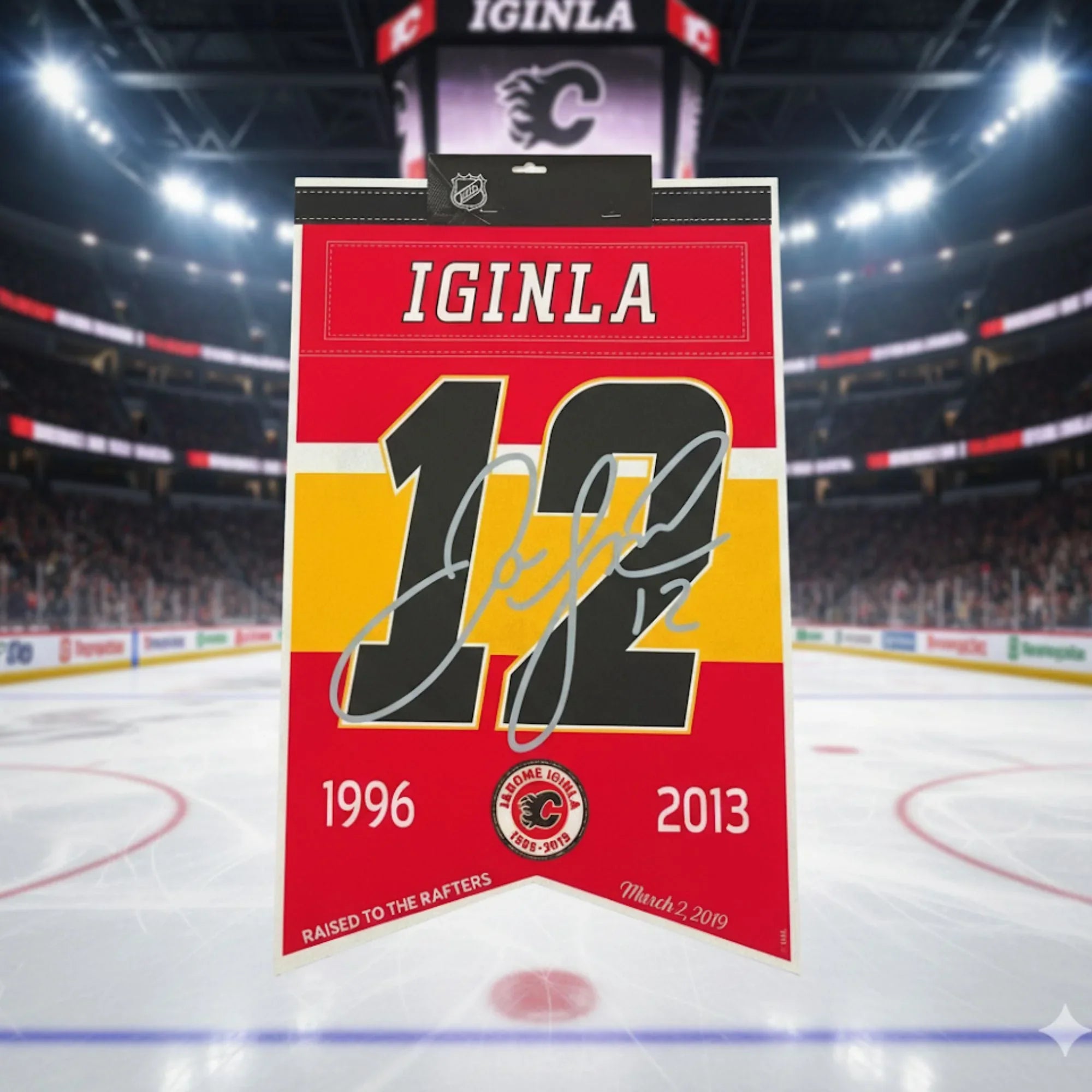 JAROME IGINLA CALGARY FLAMES ARENA BANNER 15X24" - FACSIMILE SIGNATURE
