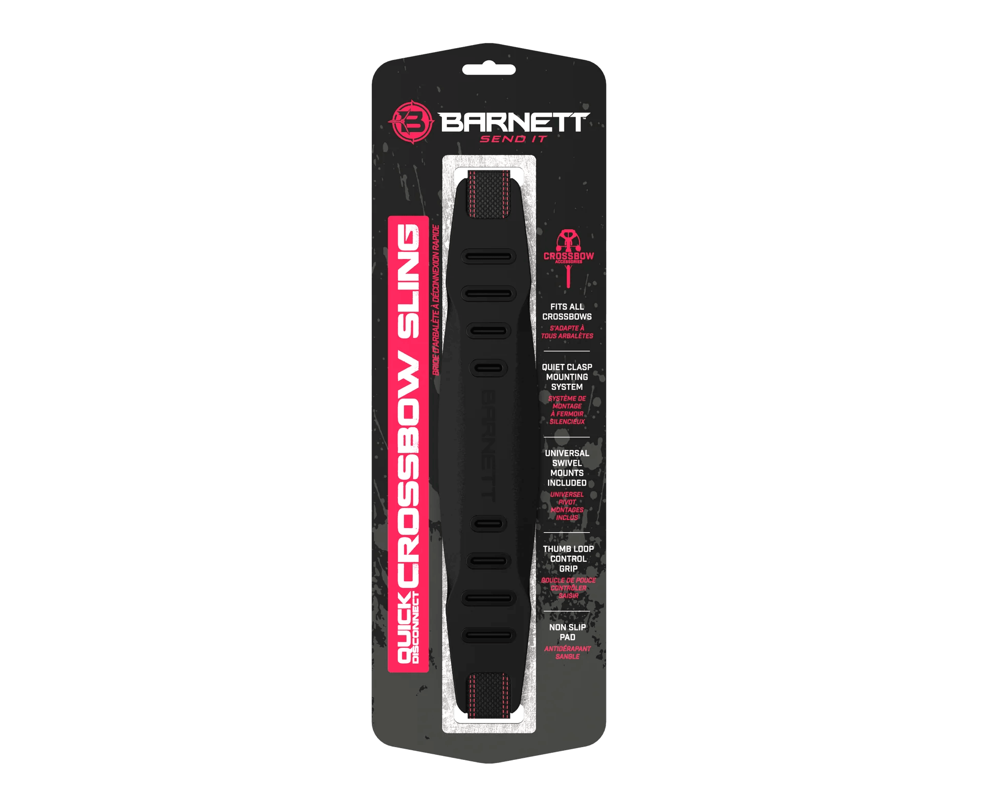 Barnett quick crossbow sling in retail packaging, black with red and white branding