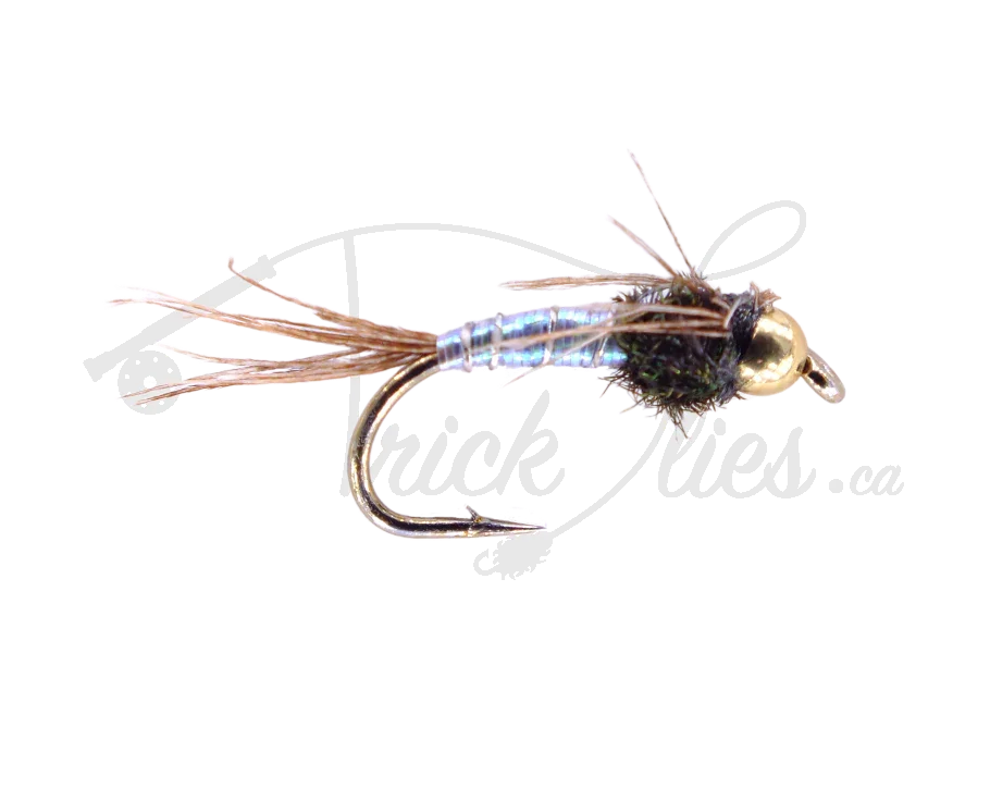 Beadhead Lightning Bug nymph fly fishing lure with metallic bead hook and iridescent body