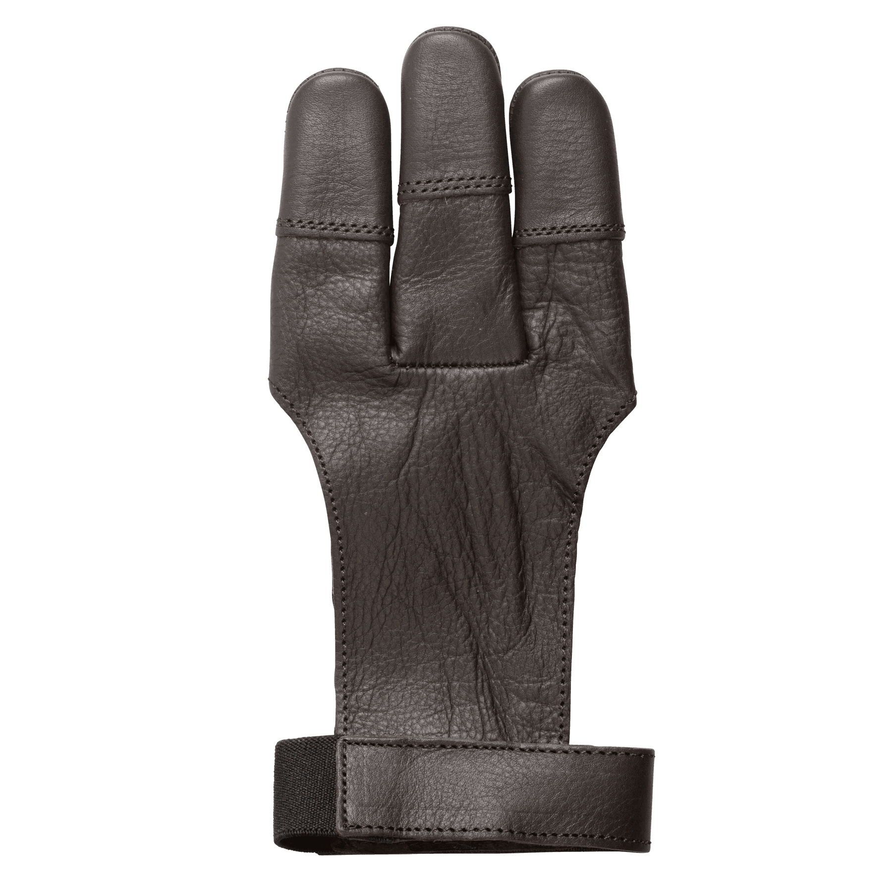 Bear Archery leather three-finger shooting glove on plain background