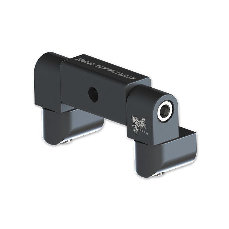 Bee Stinger archery V-bar mount adjustable, black metal with logo, on white background