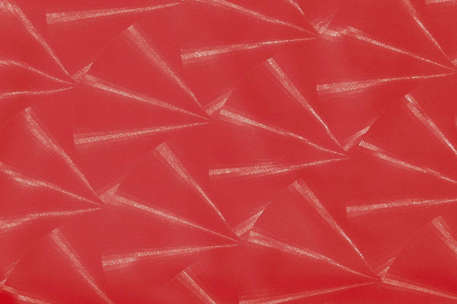 Red translucent wax paper with subtle geometric fan pattern, food wrap close-up