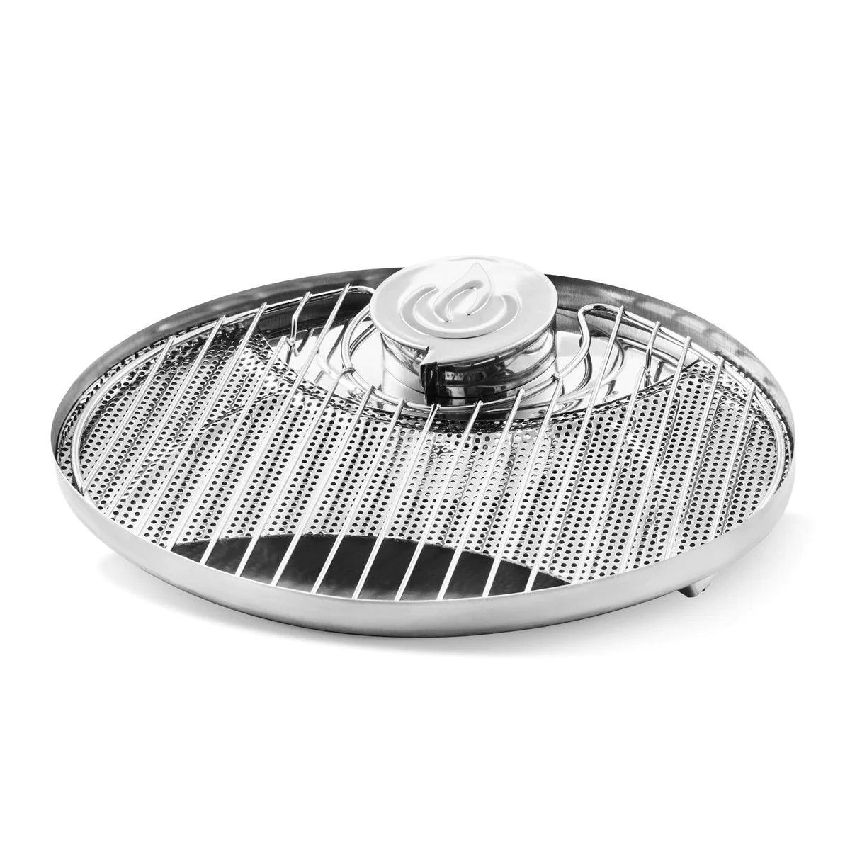 BioLite CampStove portable stainless steel grill on white background