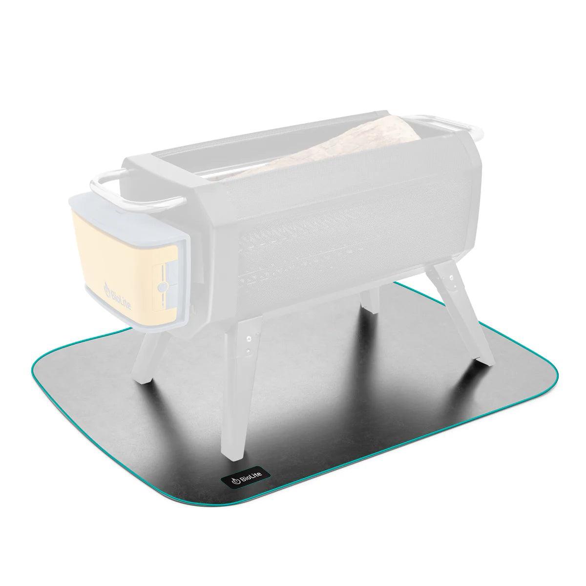 BioLite firepit fire mat rectangular with blue edges on white background