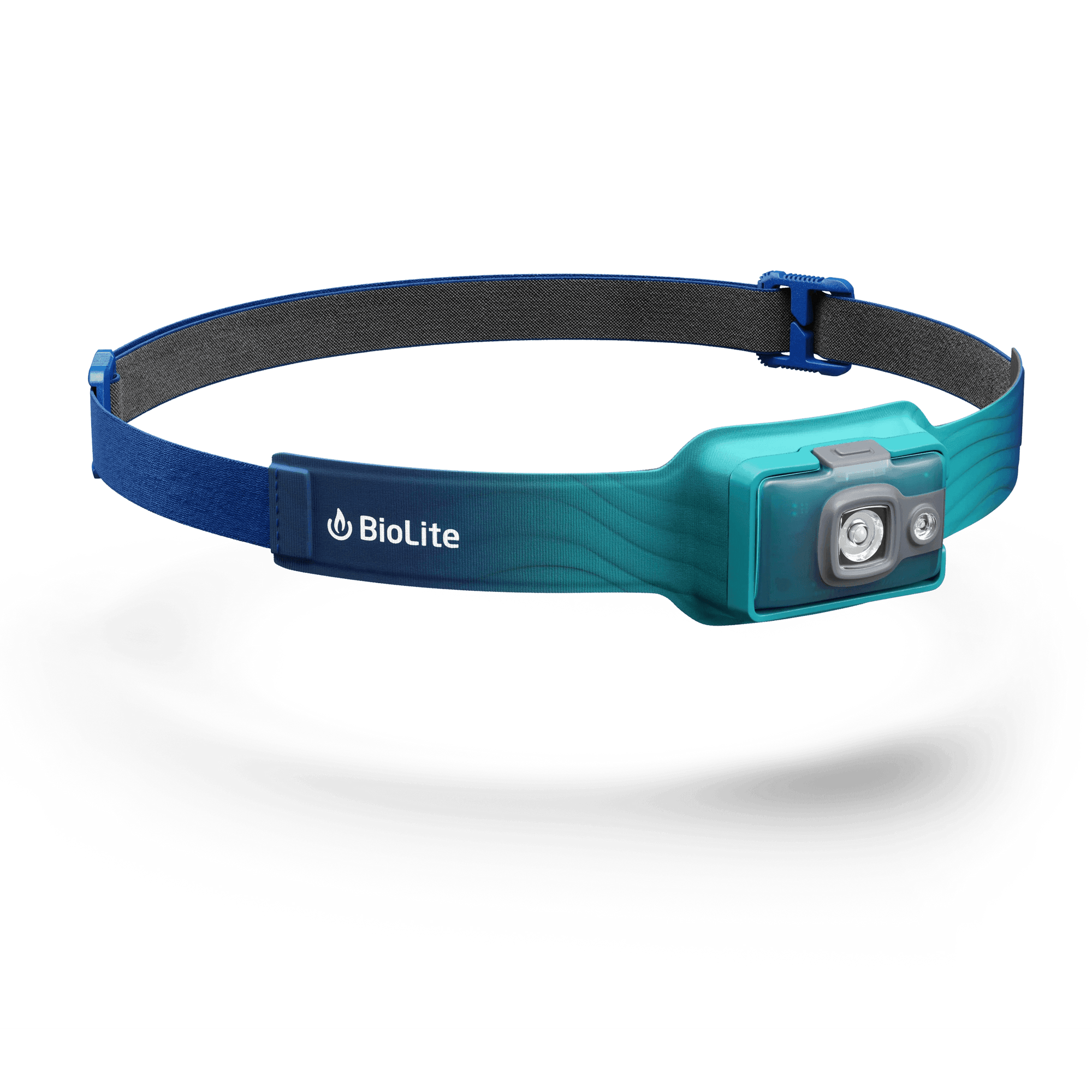 BioLite HeadLamp 325 blue LED headlamp with adjustable strap on white background