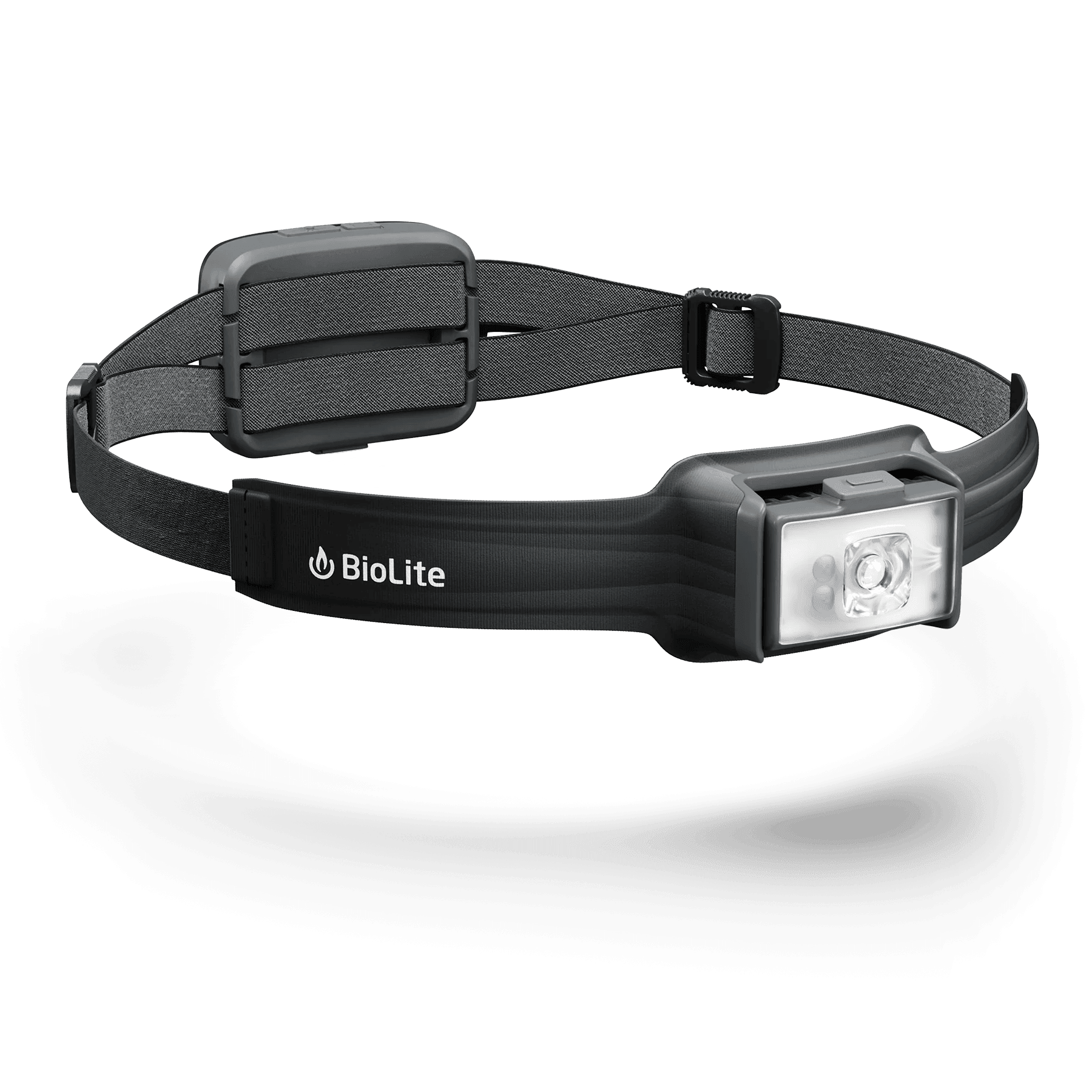 BioLite HeadLamp 800 Pro black LED headlamp with adjustable strap on white background