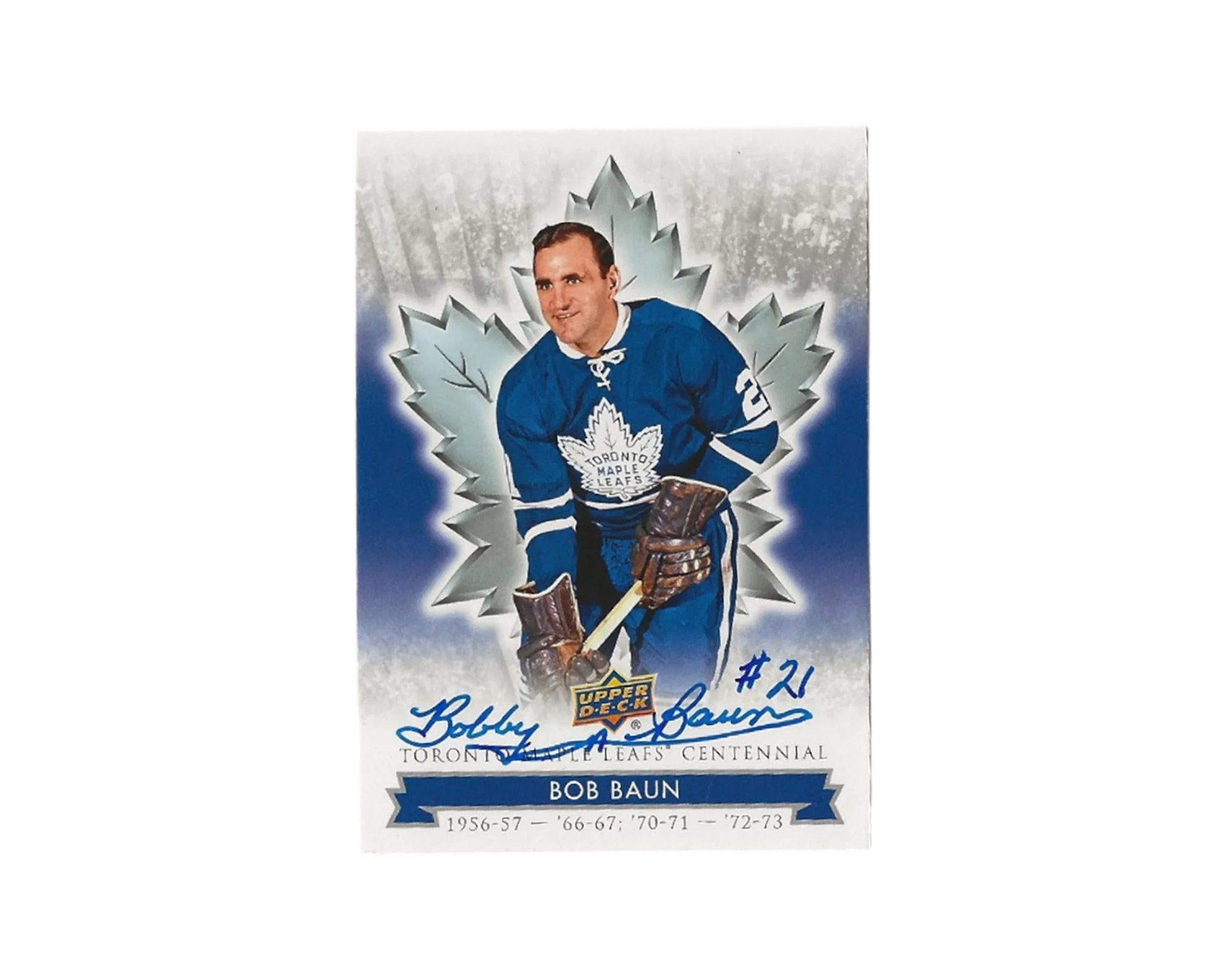 Bob Baun Toronto Maple Leafs autographed Upper Deck hockey card centennial edition