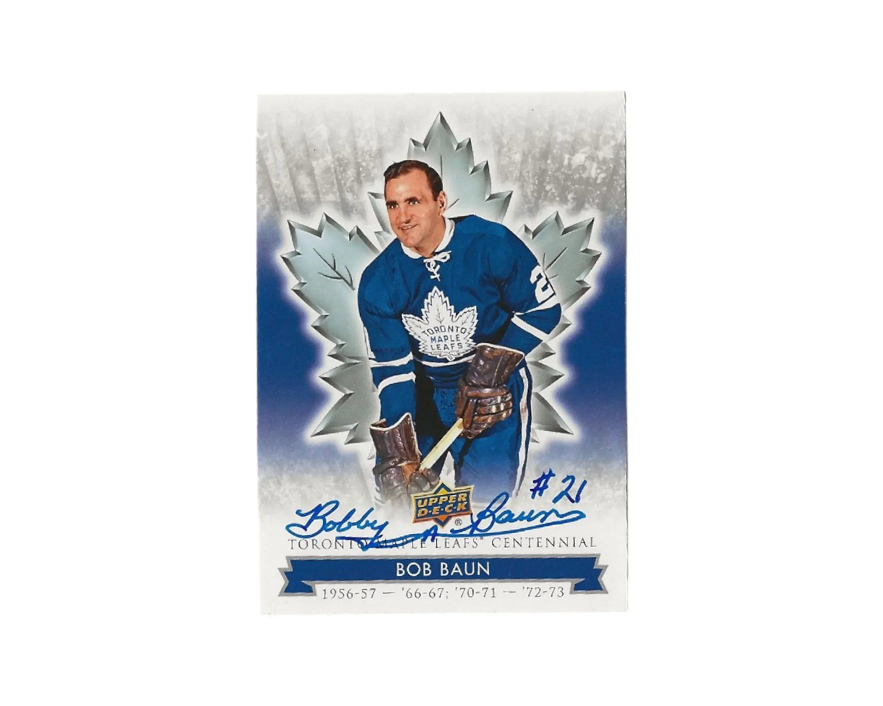Bobby Baun Autographed 2017 Upper Deck Toronto Maple Leafs Centennial #37 Hockey Card