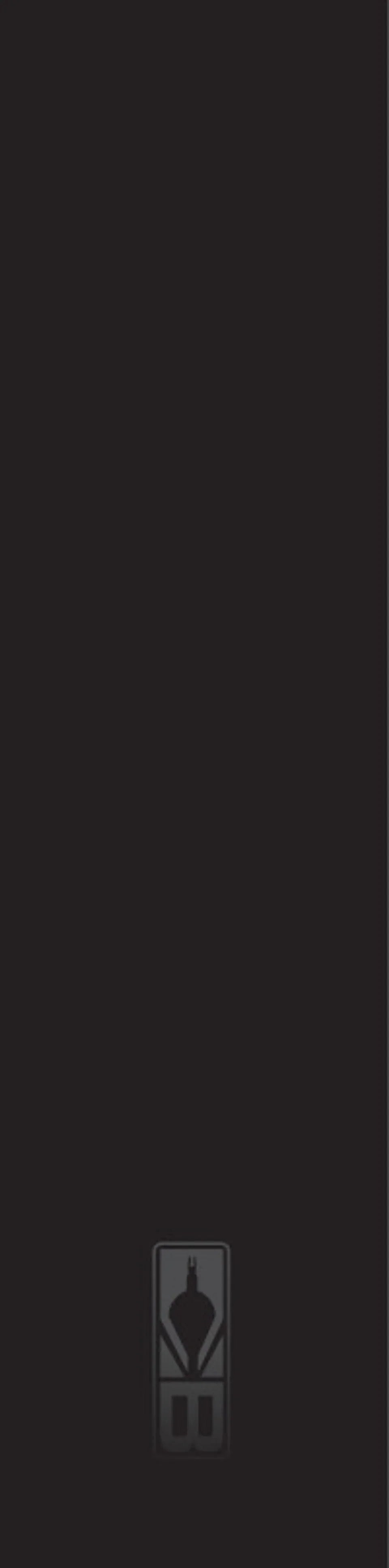 Minimalist black background with a centered gray logo near the bottom