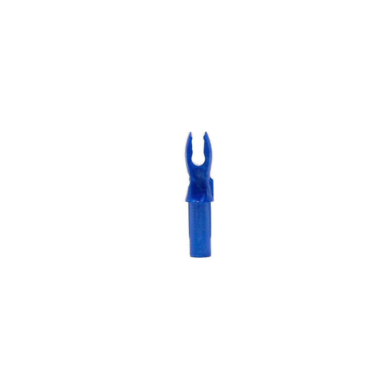 Blue Bohning A-Nock archery nock for 204 205 shafts on white background