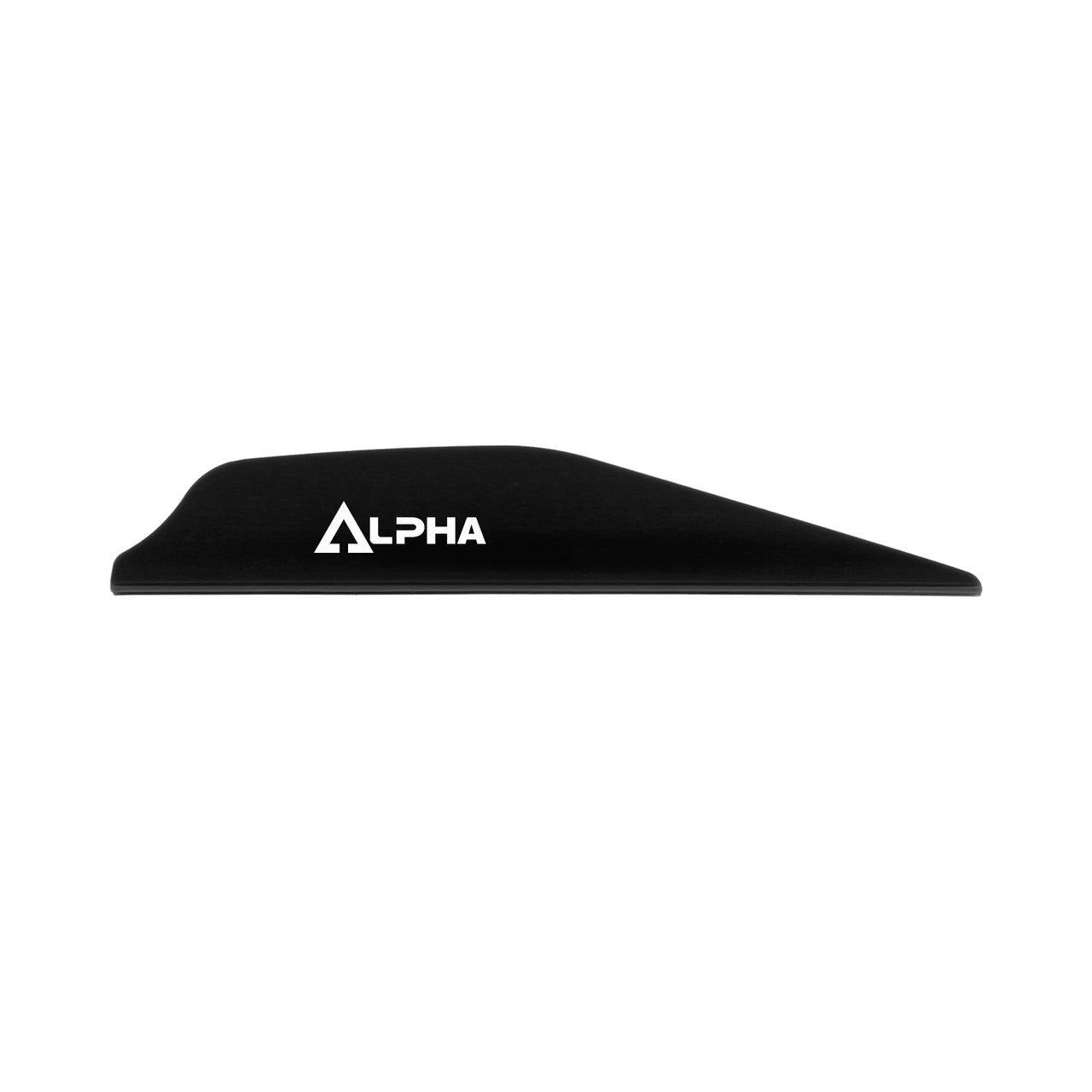 Black Alpha arrow vane for archery on white background