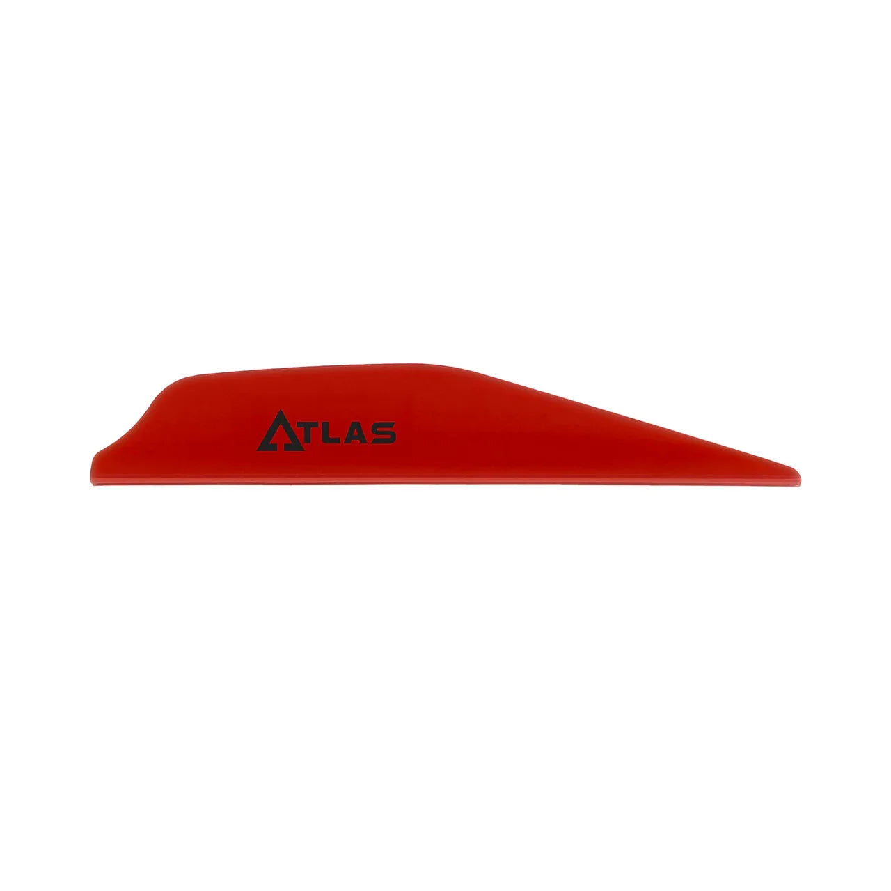 Red ATLAS plastic fletching vane for arrows on a white background