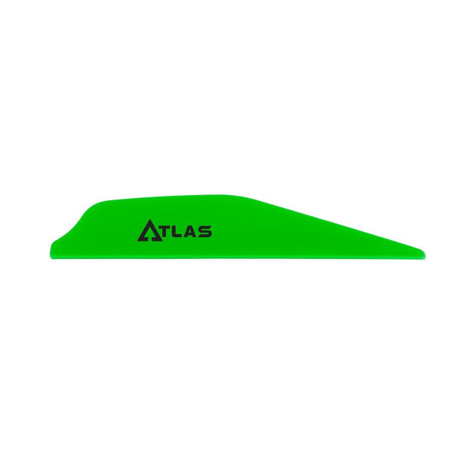 Bright green Atlas arrow vane fletching on white background