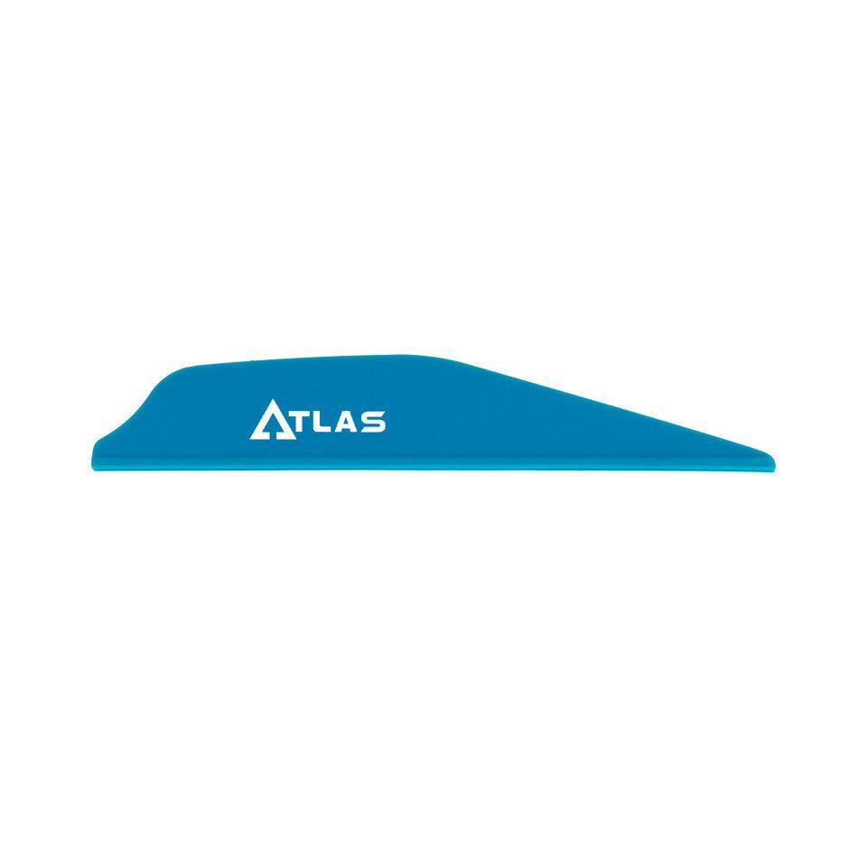 Blue Atlas arrow vane fletching on white background, archery accessory