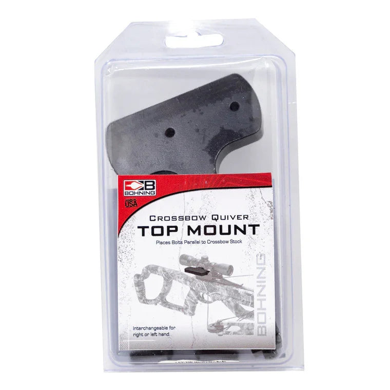 Bohning crossbow quiver top mount in retail packaging, black accessory for crossbows