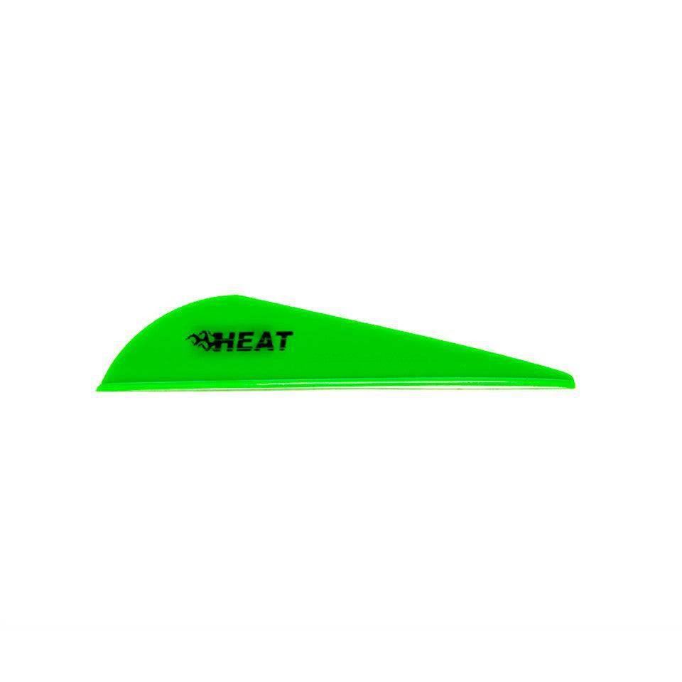 Bohning Archery Heat vane in bright green with HEAT logo on white background