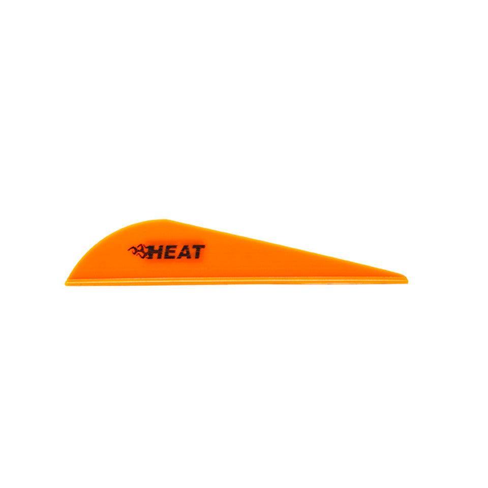 Bohning Heat Vane orange archery fletching with 'HEAT' text on white background