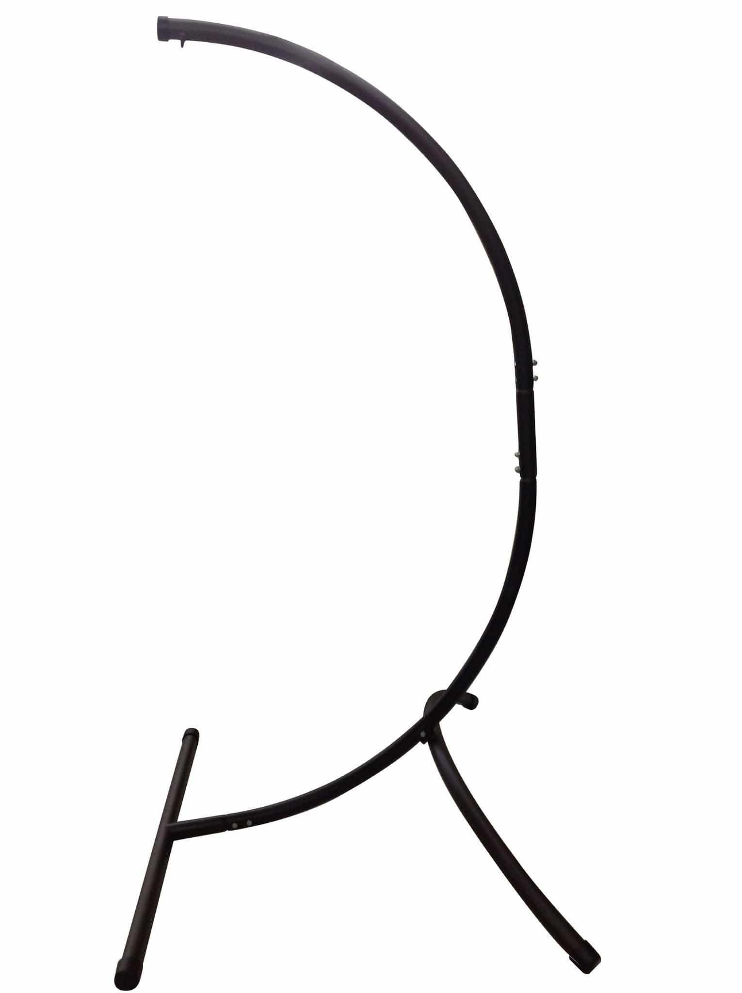 Black metal hammock chair stand side view on white background