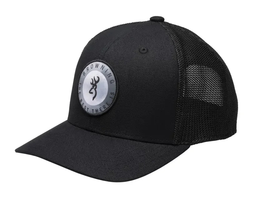 Black Fairfield casual cap with mesh back and Browning logo patch on front
