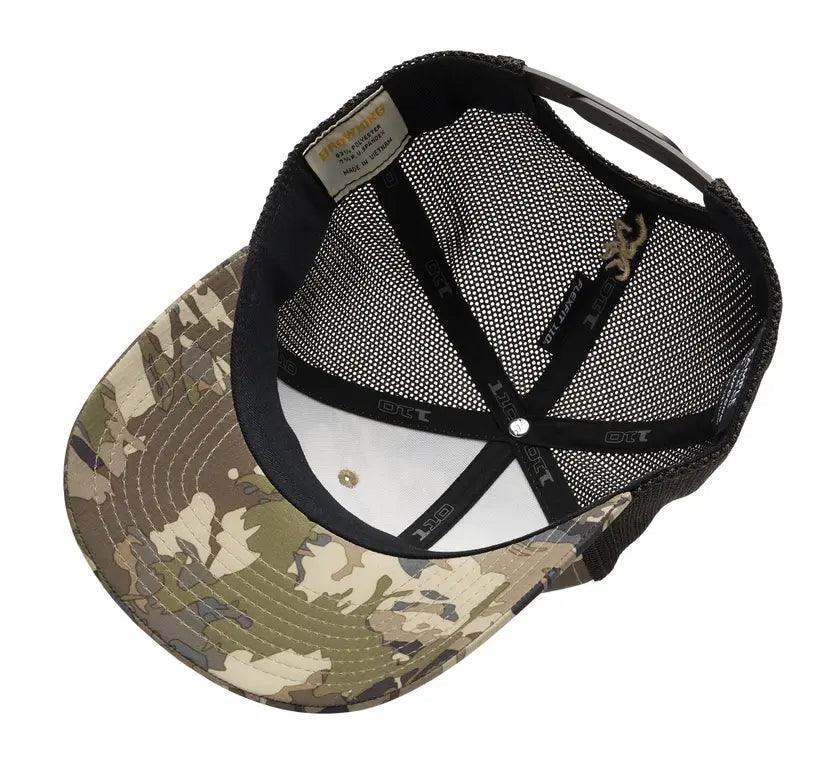 Interior view of Browning Pahvant Pro camo mesh back cap with tag visible