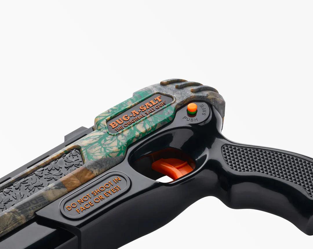 Bug-A-Salt 3.0 Realtree camo salt gun with orange trigger and safety button