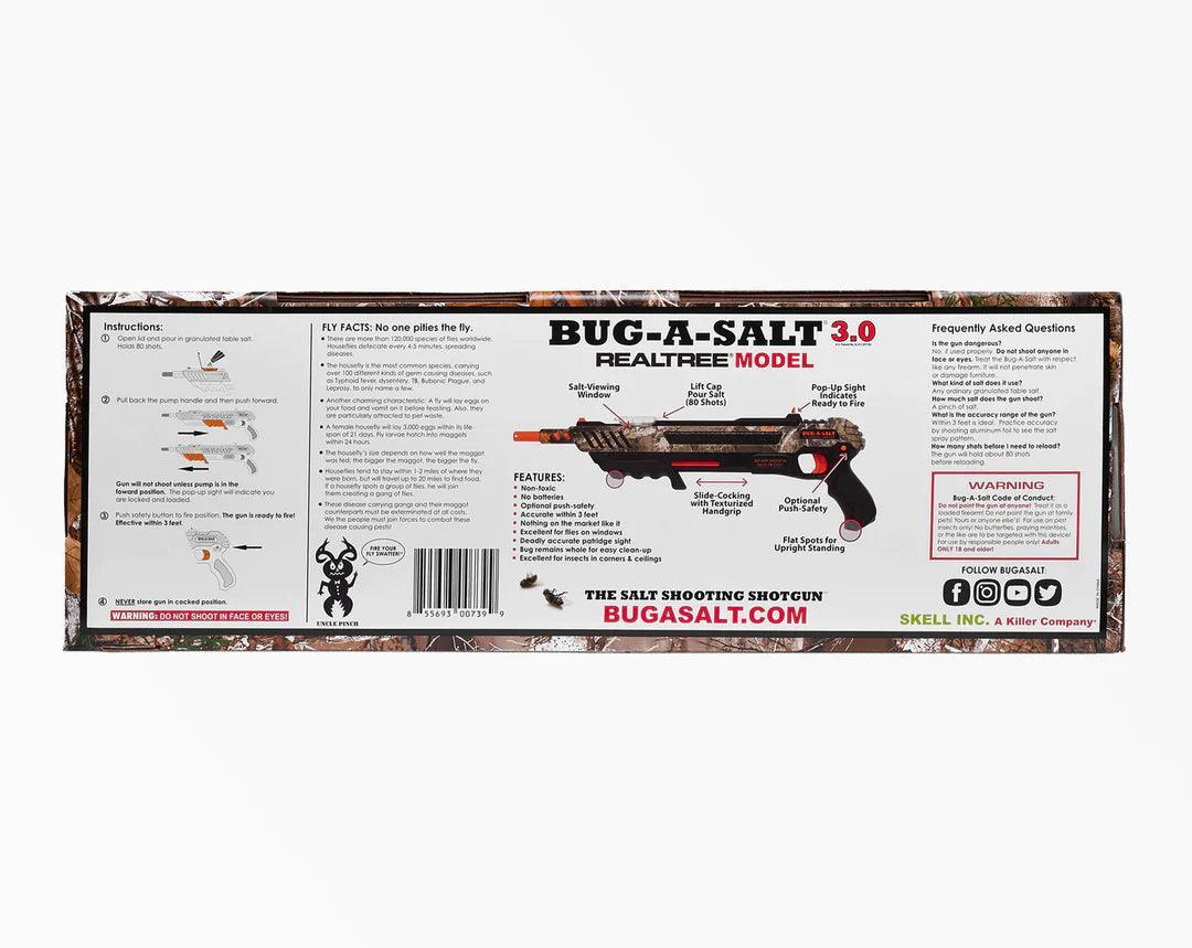 Bug-A-Salt 3.0 Realtree camo box with product image, features, and instructions