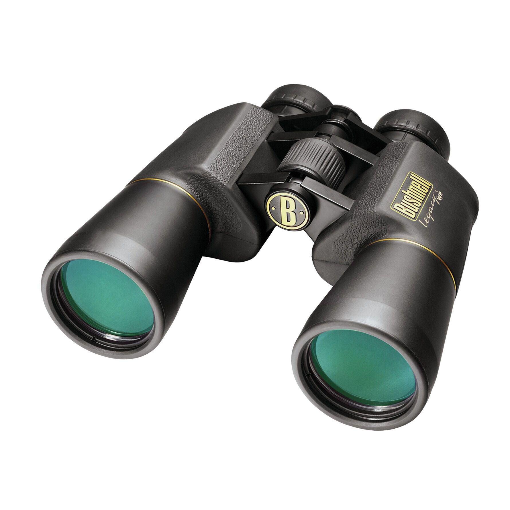Bushnell Legacy WP 10x50 binoculars with black body and green-tinted lenses