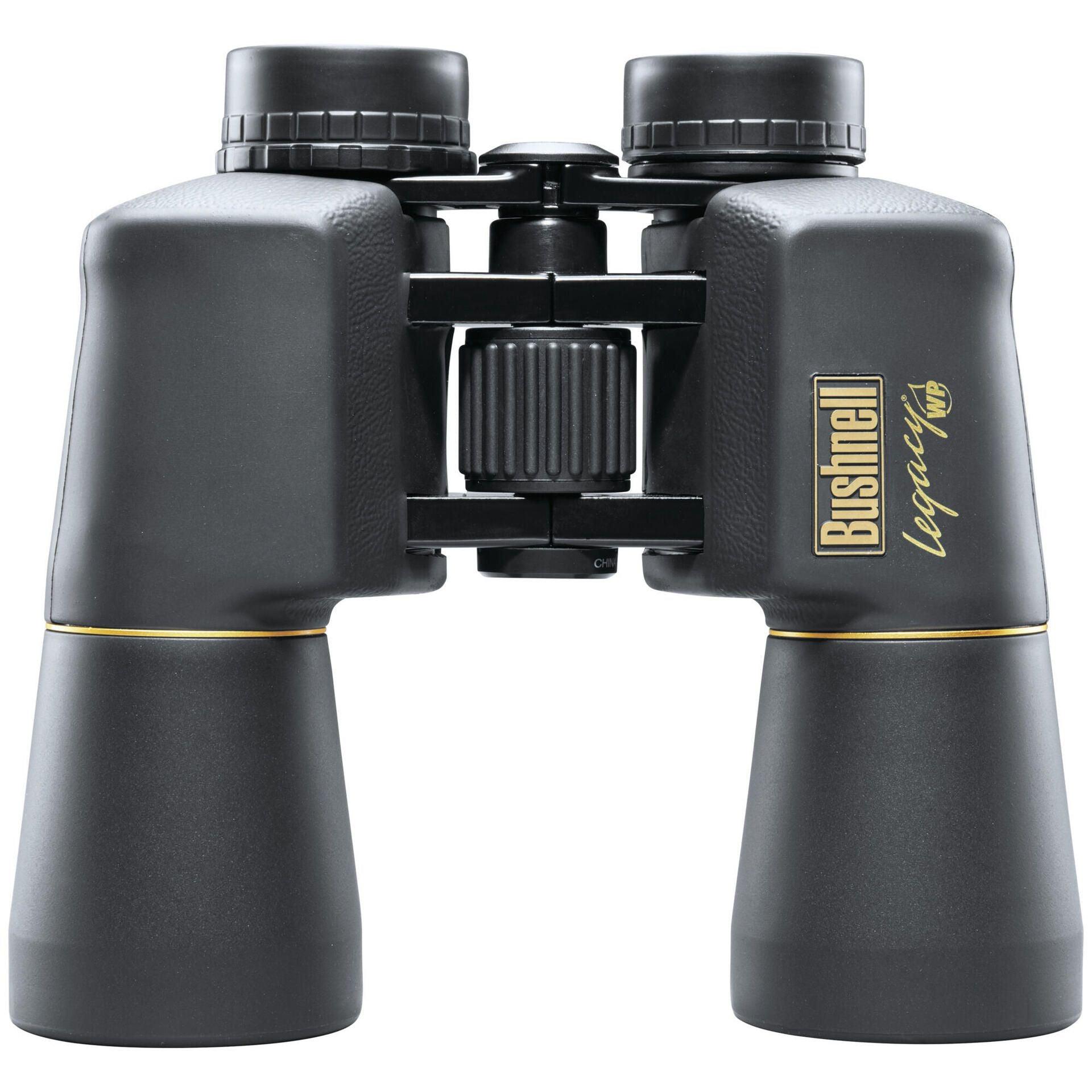 Bushnell Legacy WP 10x50 waterproof binoculars with black body and gold trim