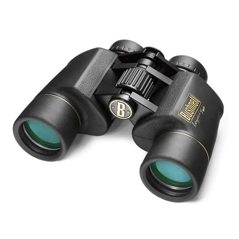 Bushnell Legacy WP 10-22x50 waterproof binoculars with textured black body on white background