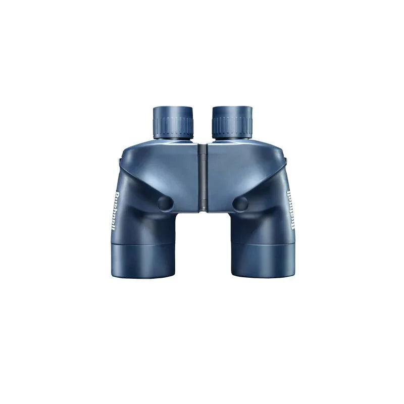 Bushnell Marine 7x50 binoculars in matte blue finish on white background