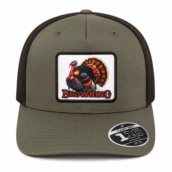 Browning Chase Turkey Snapback Cap with breathable mesh panels and Flexfit 110 adjustable snapback closure