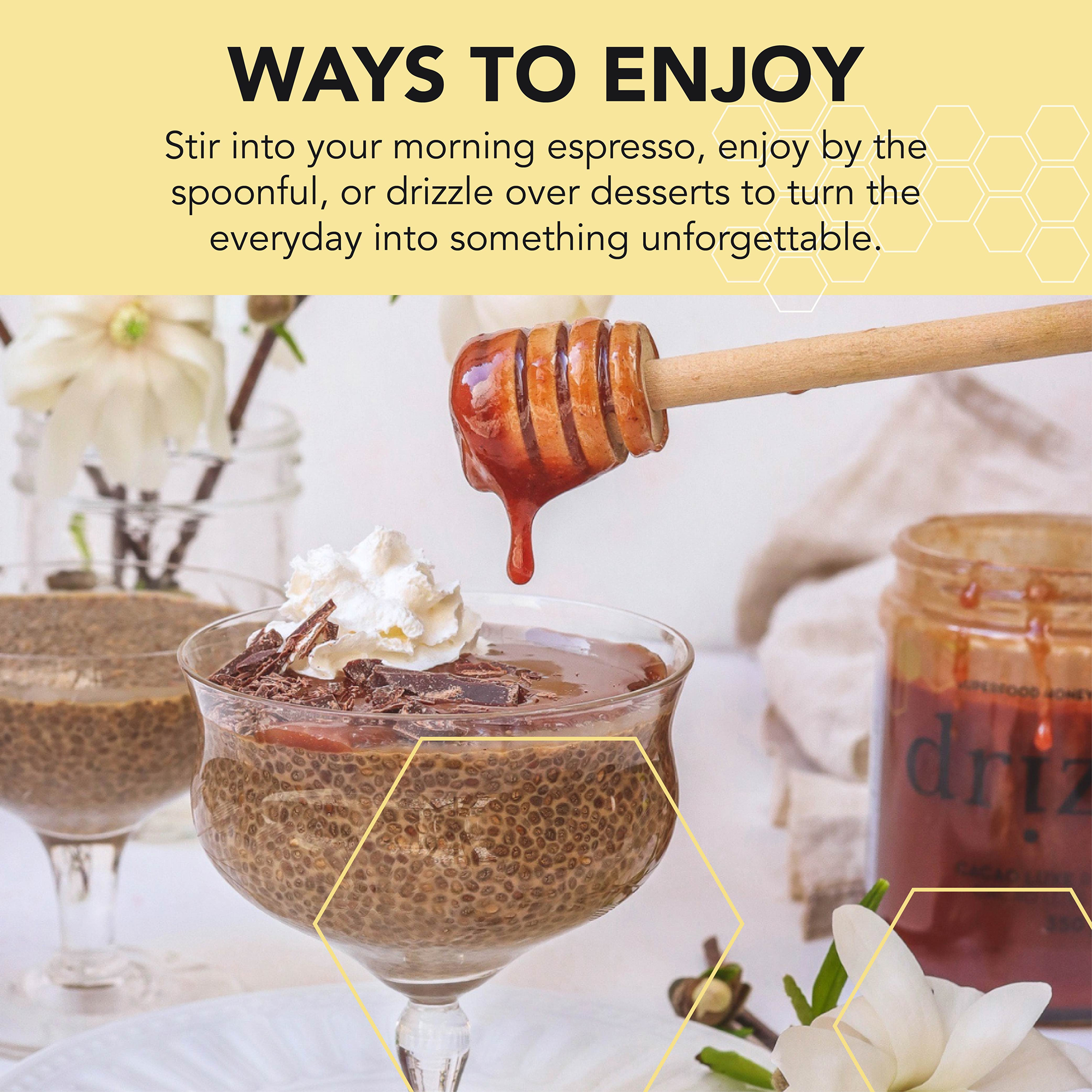 Drizzle Honey Cacao Luxe Superfood Honey – 350 g - Image 3