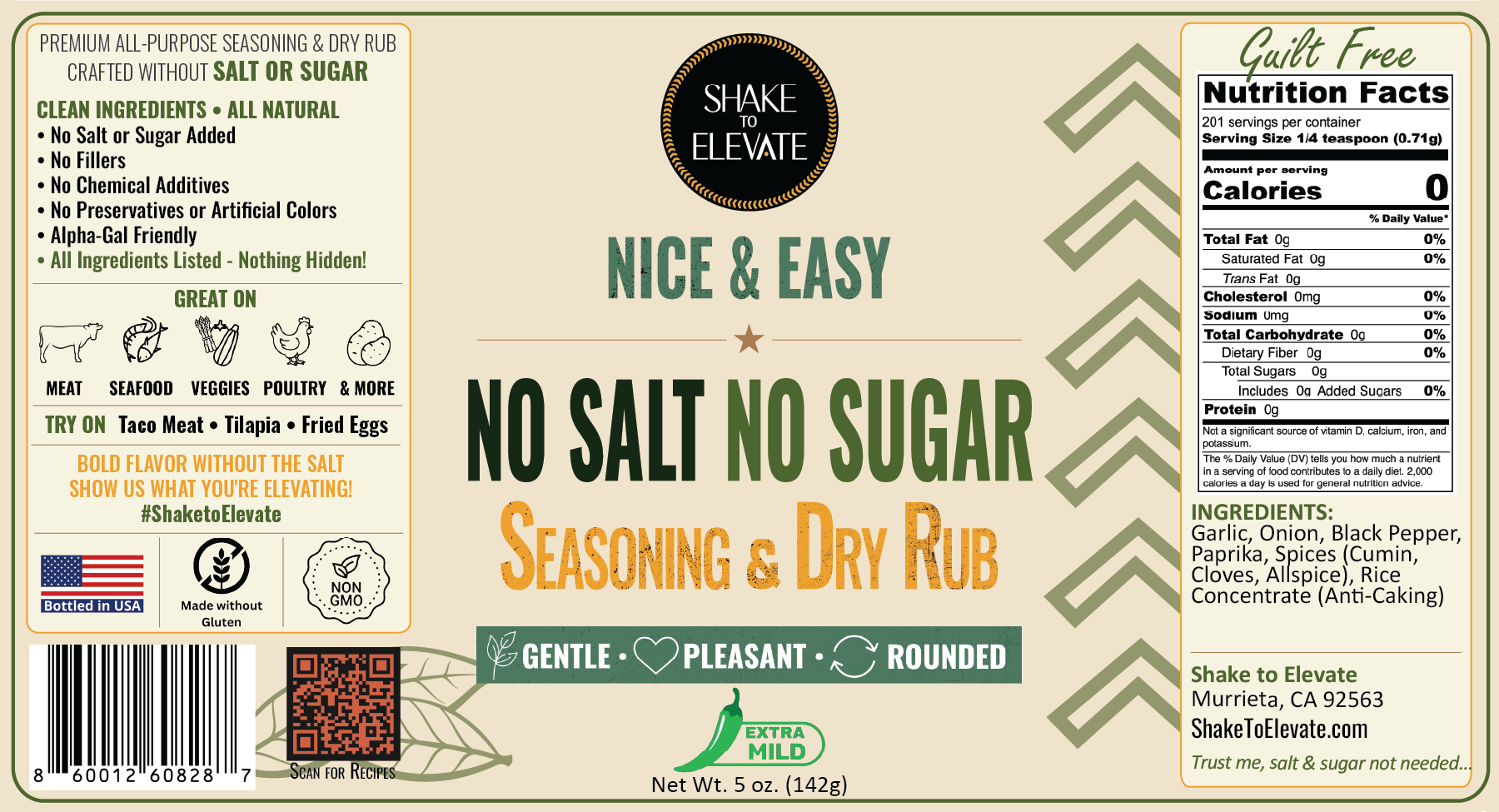 Shake to Elevate Guilt Free Nice & Easy No Salt & No Sugar Seasoning - Image 14