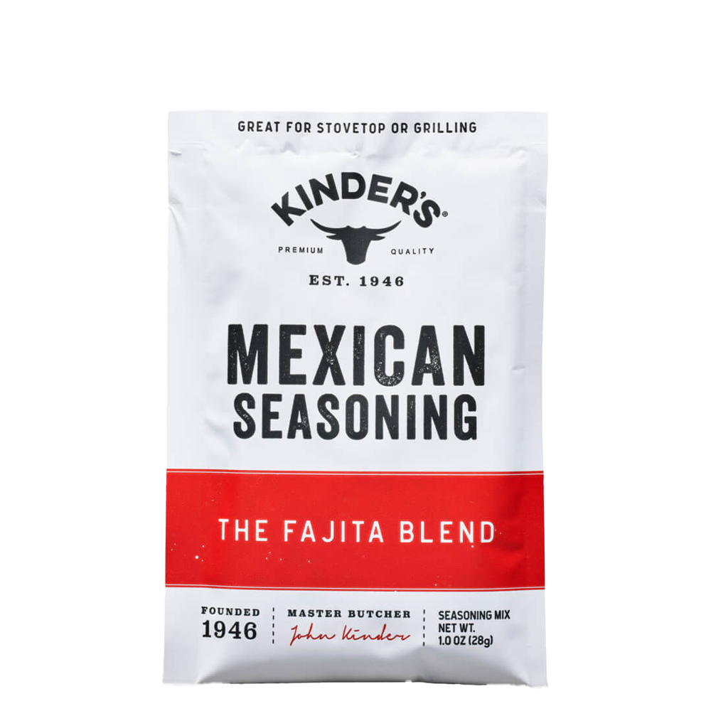 Kinder's Mexican Seasoning packet on a white background