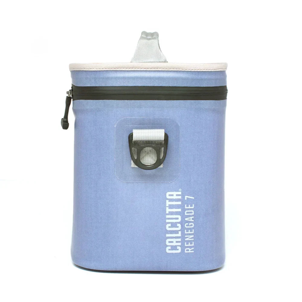 Calcutta Renegade 7 soft cooler bag with zipper and handle, light blue color