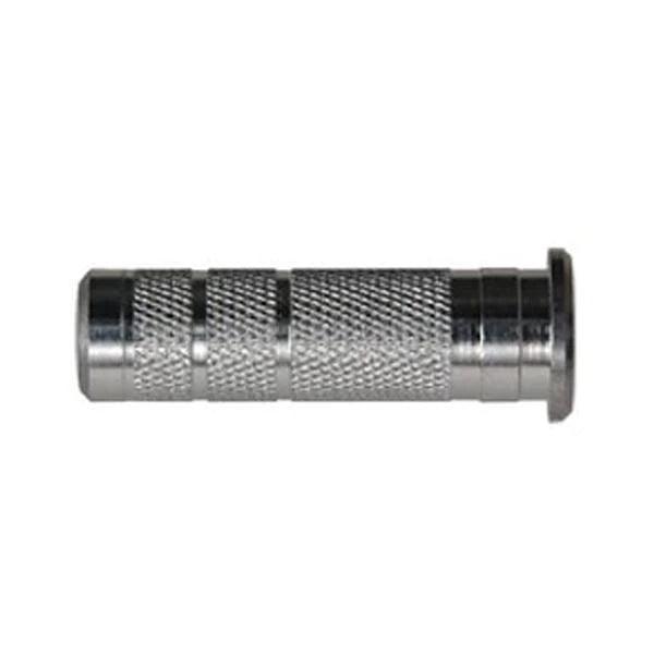 Carbon Express archery arrow insert, textured silver metal, product close-up