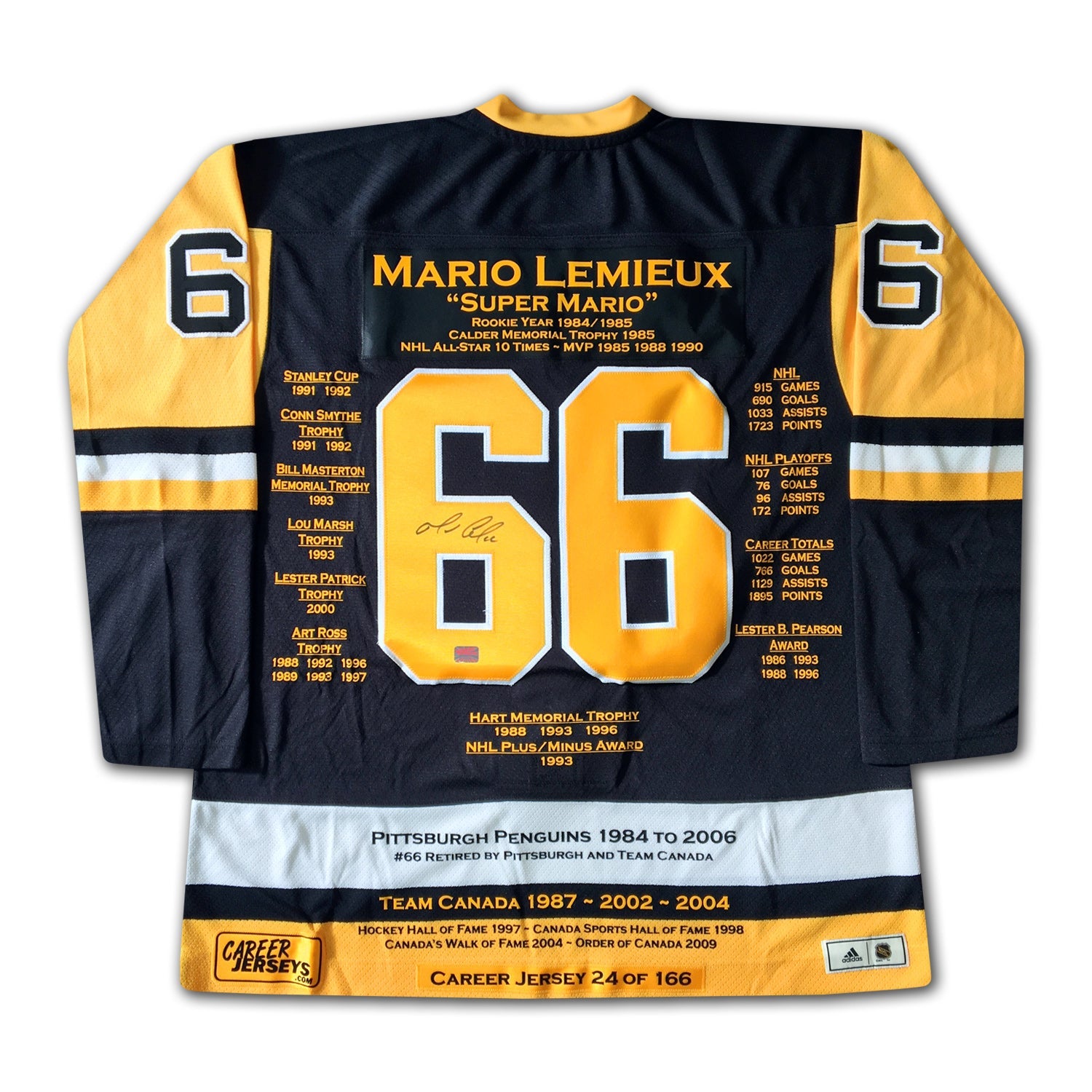 MARIO LEMIEUX CAREER JERSEY SIGNED - LTD ED 166 - PITTSBURGH PENGUINS - Image 2