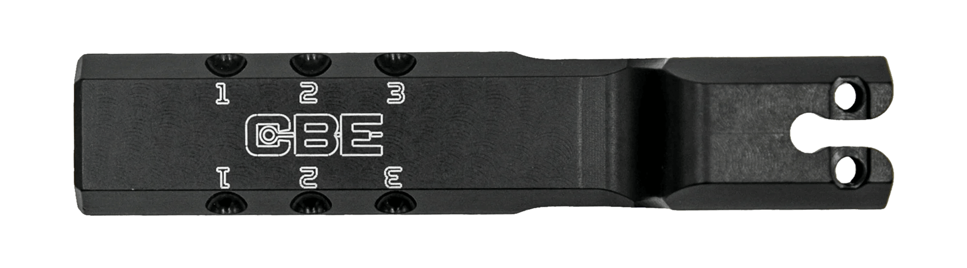 CBE Bridge-Lock bar black aluminum bow mounting accessory with numbered holes