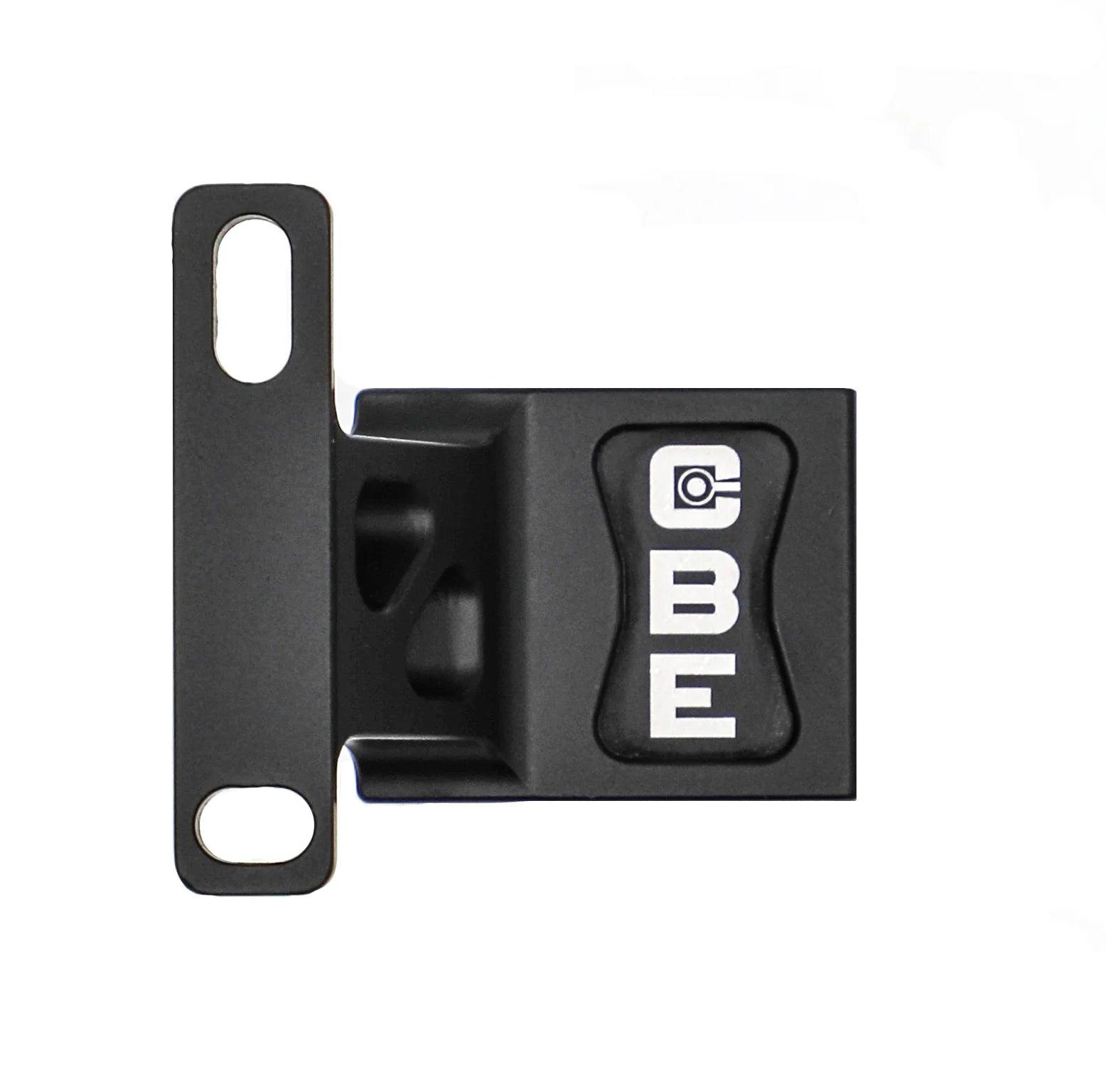 Black Picatinny rail adapter mount with CBE logo on white background
