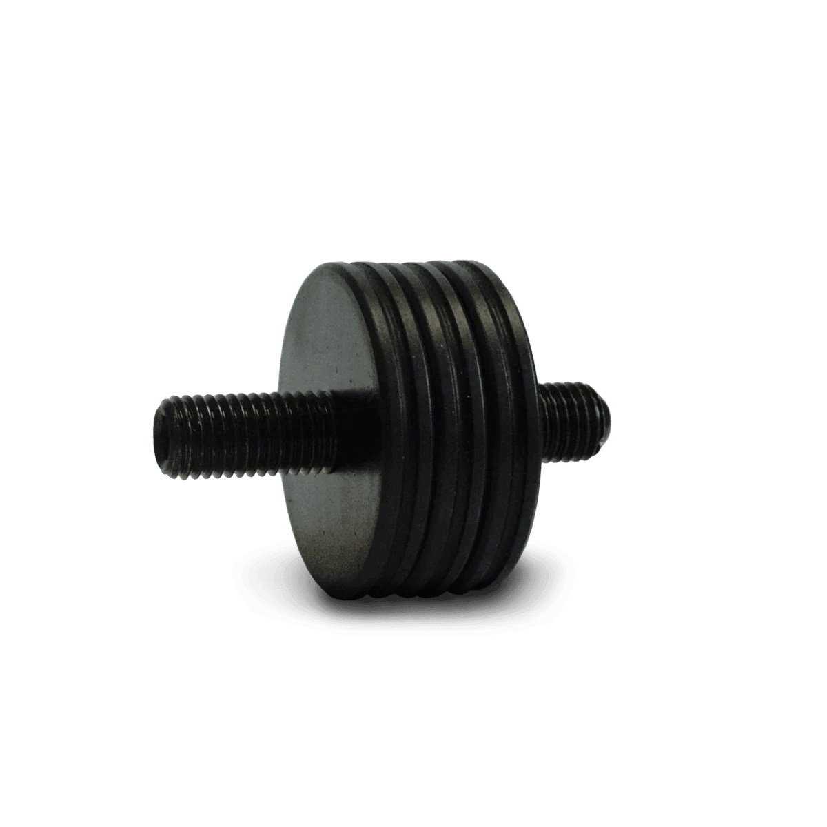 CBE Torx archery stabilizer weight, black metal with threaded screws, on plain background