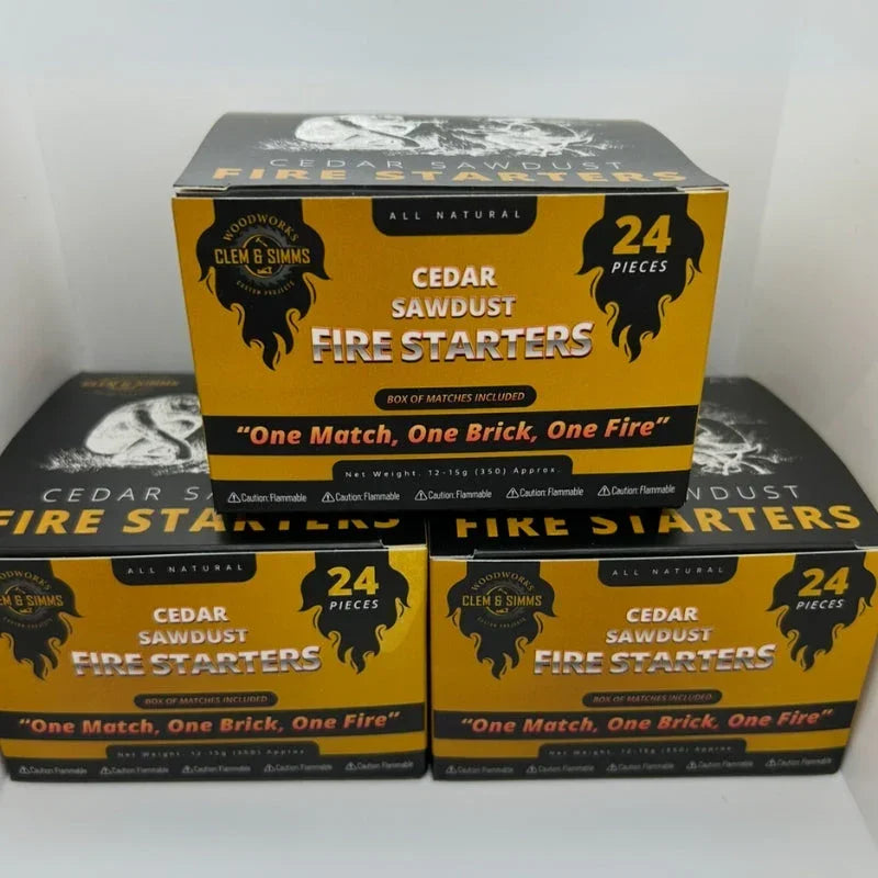 Clem & Simms Woodworks Cedar Fire Starters – 3 Box Bundle
