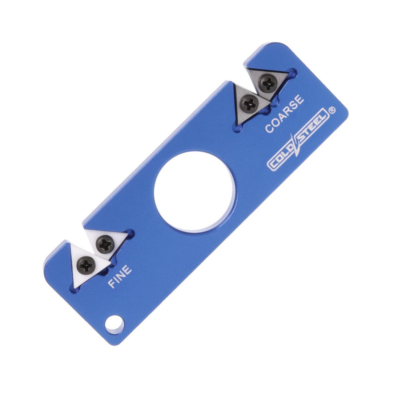 Cold Steel dual edge blue pocket knife sharpener with fine and coarse sides