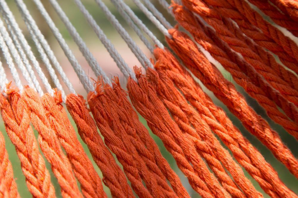 Close-up of orange Colombian hammock cords outdoors