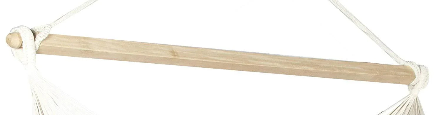 Natural wood spreader bar with white rope for Colombian hammock chair