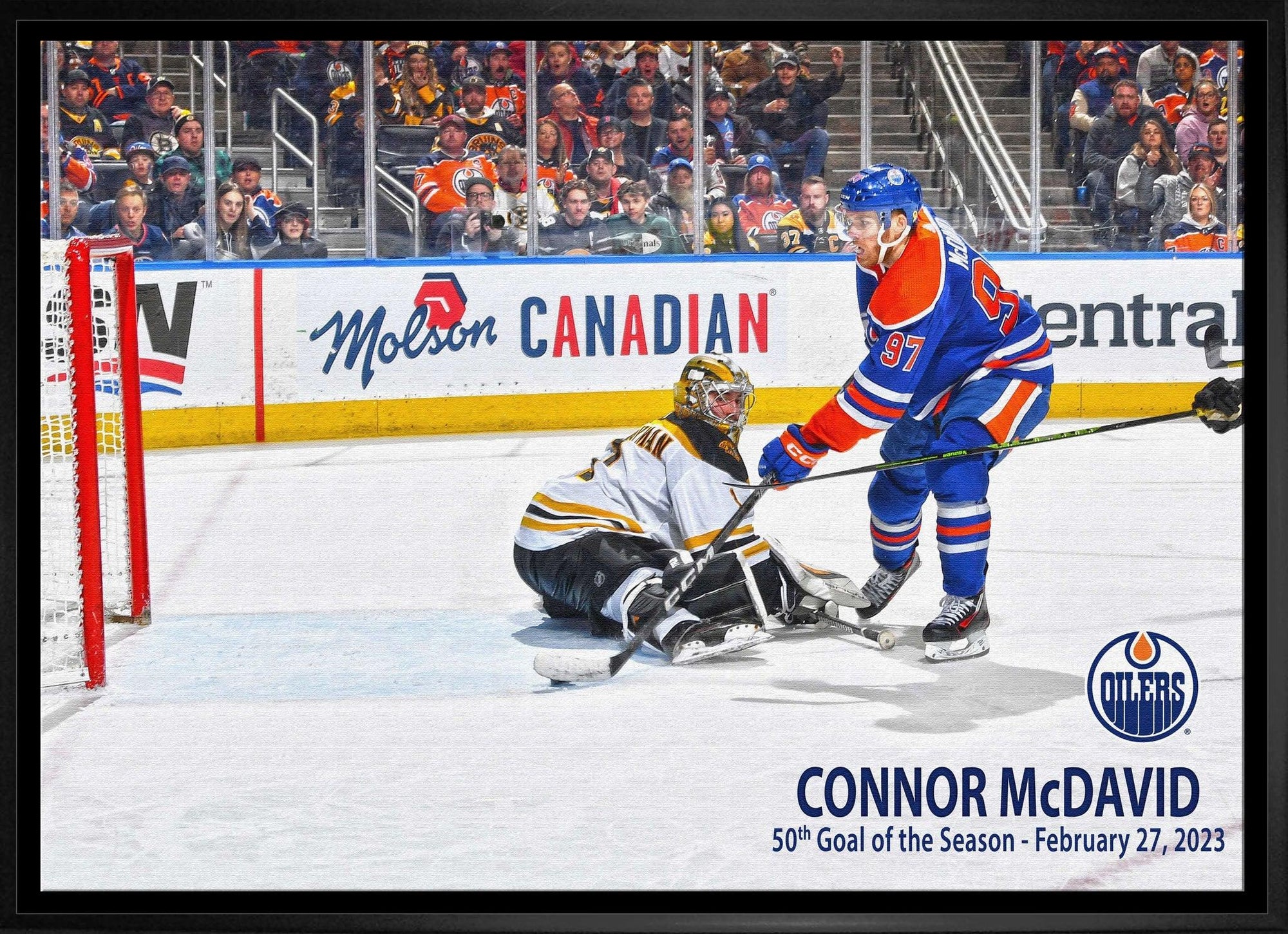 Connor McDavid scores 50th goal for Edmonton Oilers against Boston Bruins on February 27, 2023