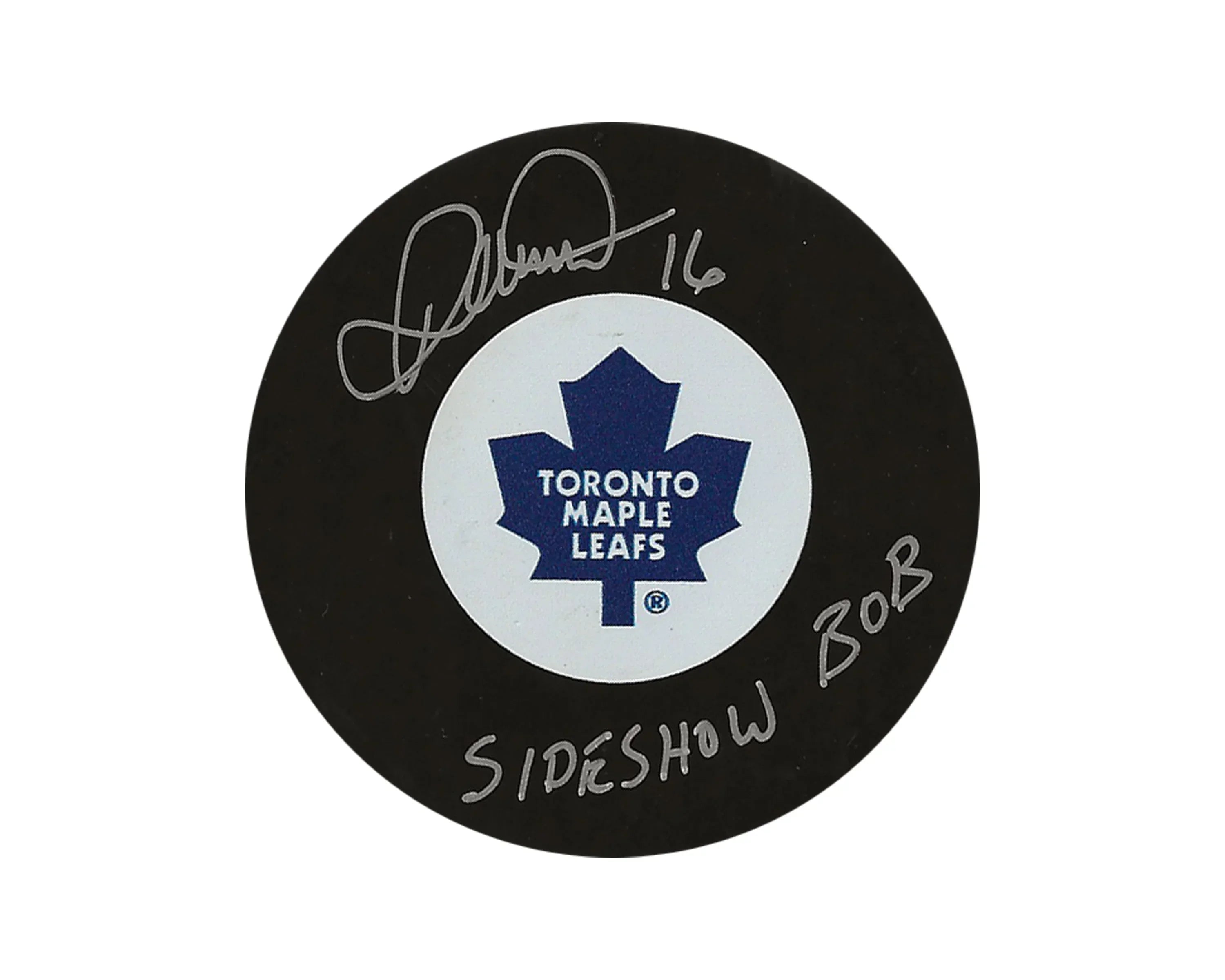 Darcy Tucker Autographed Toronto Maple Leafs Autograph Model Puck Inscribed 'Sideshow Bob'