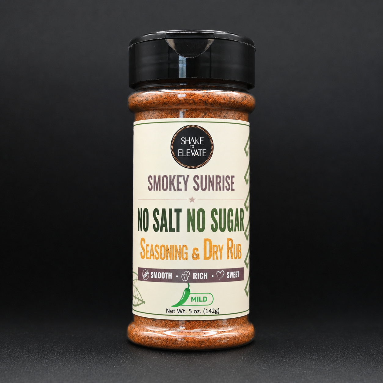 Shake to Elevate Guilt Free Smokey Sunrise no salt no sugar smoky BBQ seasoning with roasted coffee notes