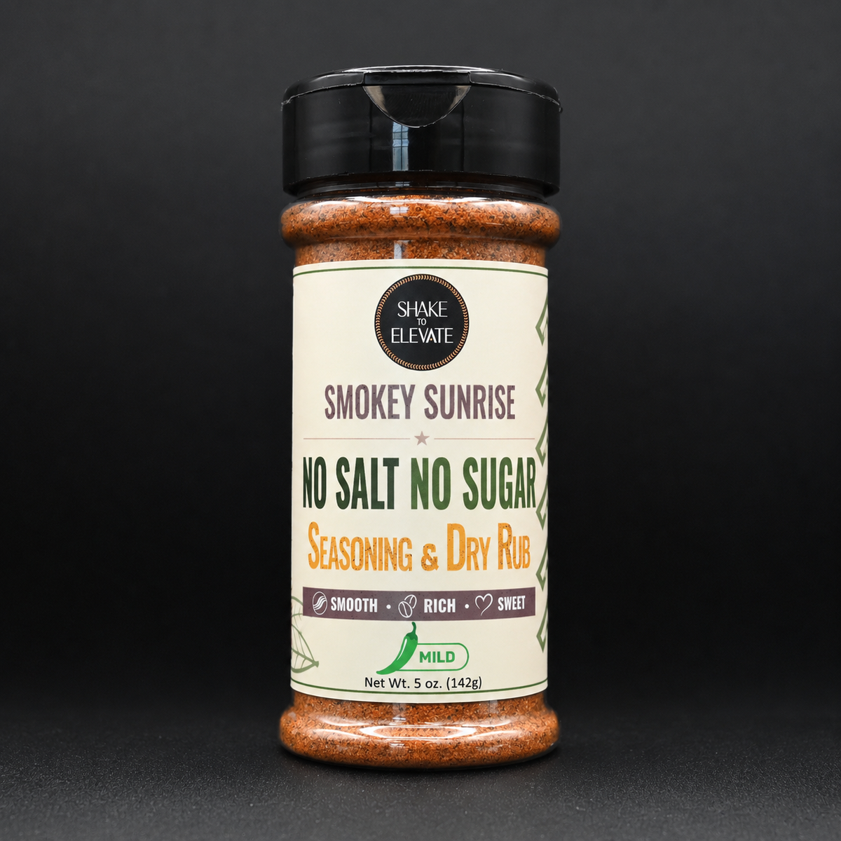 Shake to Elevate Guilt Free Smokey Sunrise no salt no sugar smoky BBQ seasoning with roasted coffee notes